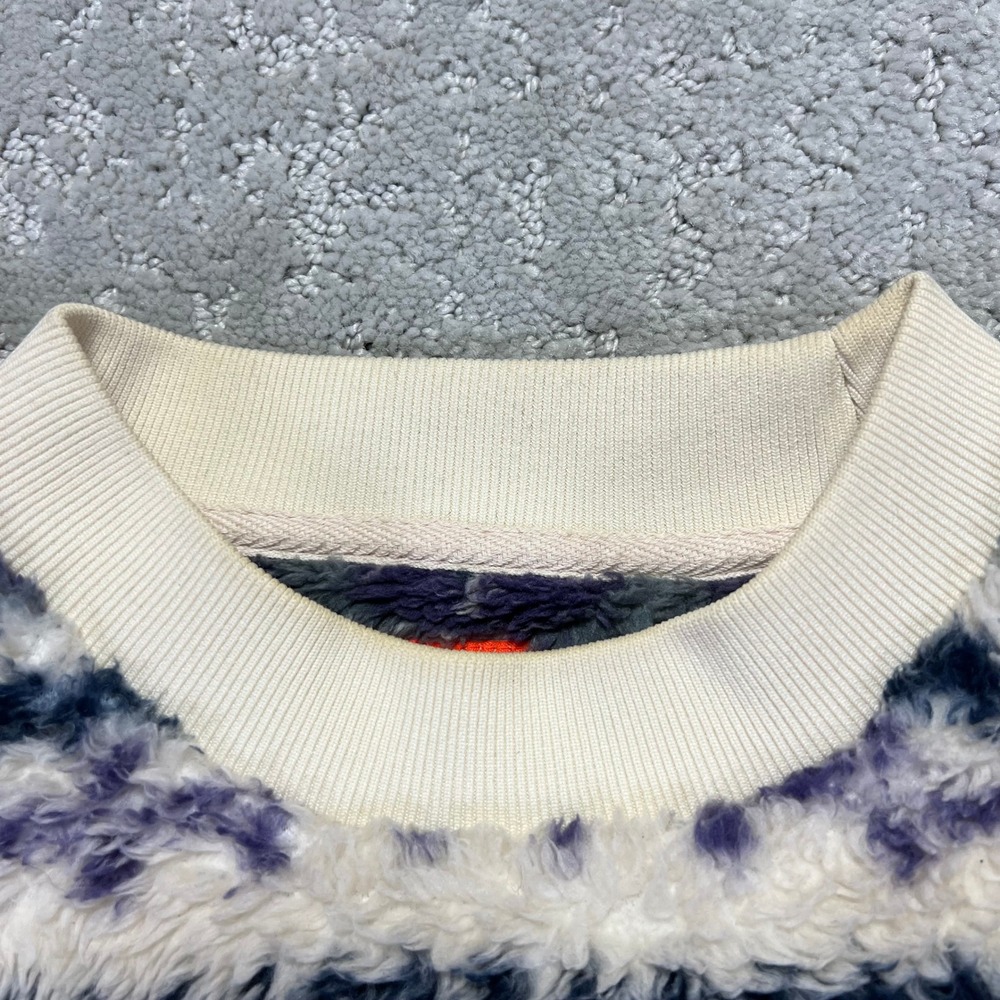 Beams Fleece Pullover Sweater Size Large Nordic Fair Isle Striped Crewneck Japan - Picture 3 of 14